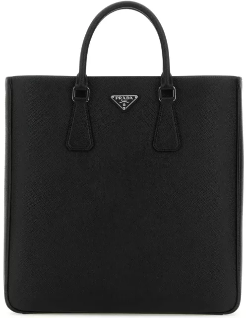 Prada Black Leather Shopping Bag