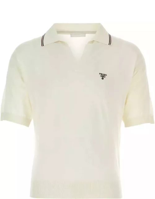 Prada Ivory Silk Blend Polo Shirt