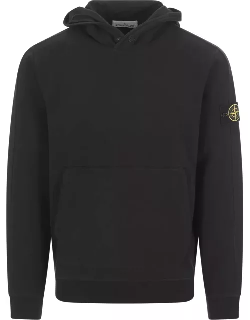 Stone Island Black Sweatshirt With Lined Hoodie