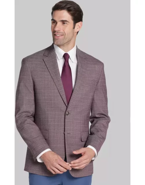 JoS. A. Bank Men's Traveler Collection Tailored Fit Check Sportcoat, Berry, 46 Regular