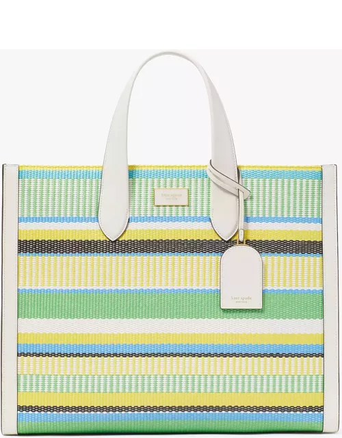 Manhattan Striped Woven Straw Large Tote