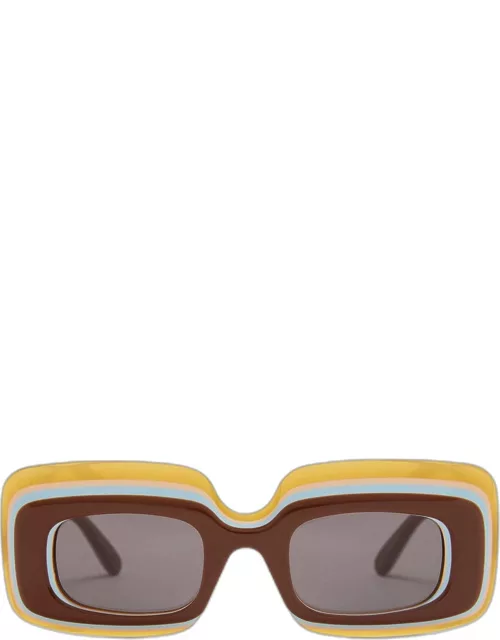 Brown/multicoloured rectangular acetate sunglasse