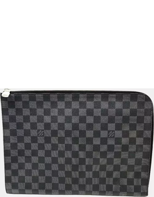 Louis Vuitton Grey Damier Graphite Canvas Pochette Jour GM Clutch Bag