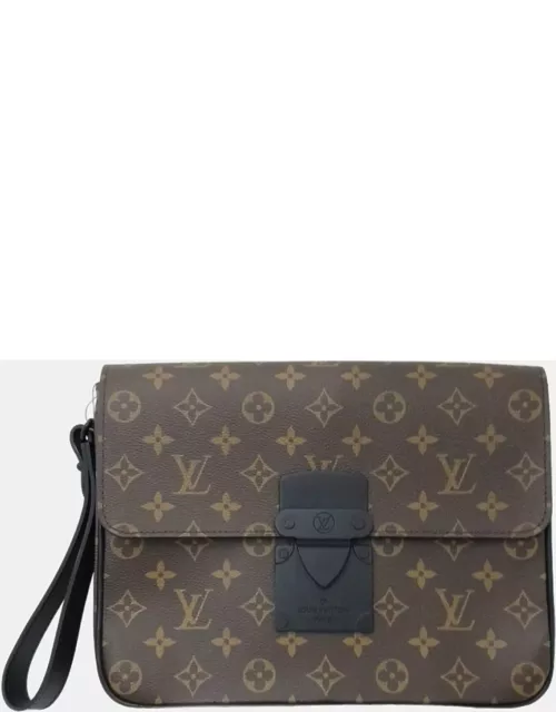 Louis Vuitton Black/Brown Monogram Canvas and Taurillon Leather S Lock A4 Pouch Bag