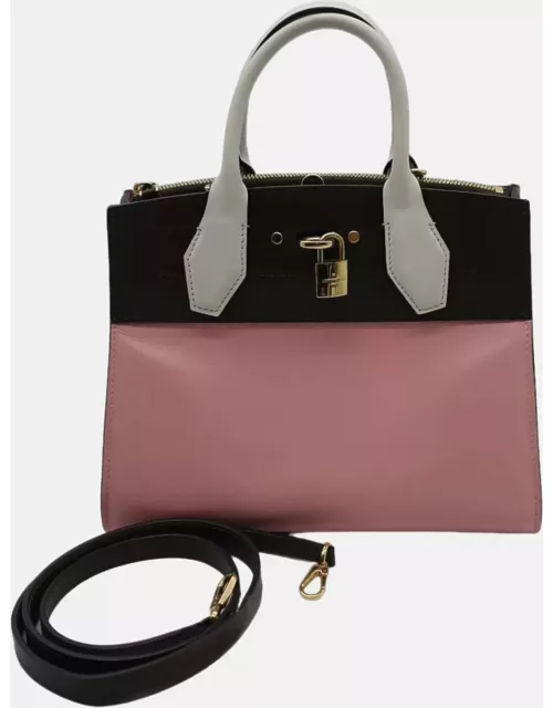 Louis Vuitton Pink/Khaki Leather City Steamer PM Tote Bag