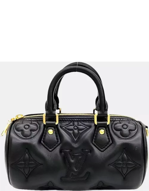 Louis Vuitton Black Leather Bubblegram Papillon BB Top Handle Bag