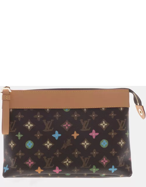 Louis Vuitton Brown and Multicolor Pochette Voyage Clutch Bag