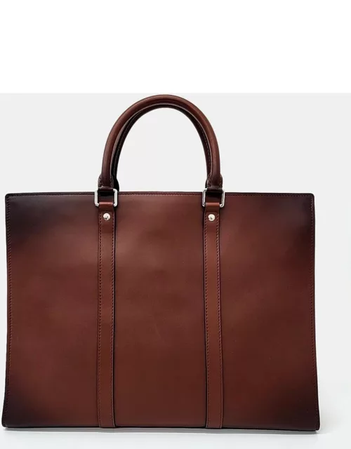Louis Vuitton Brown Leather Sac Plat Horizontal Zipper Tote Bag