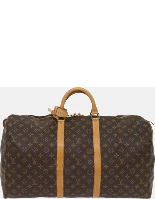 Louis Vuitton Brown Canvas 55 Keepall Duffel Bag