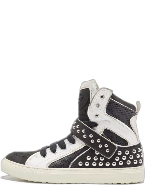 Dsquared2 Black/Silver Leather Studded High Top Sneaker