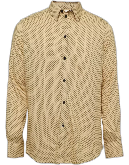 Celine Yellow Square Printed Crepe Buttoned Shirt