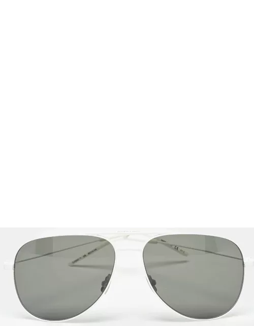 Saint Laurent White/Black Classic 11 Aviator Sunglasse