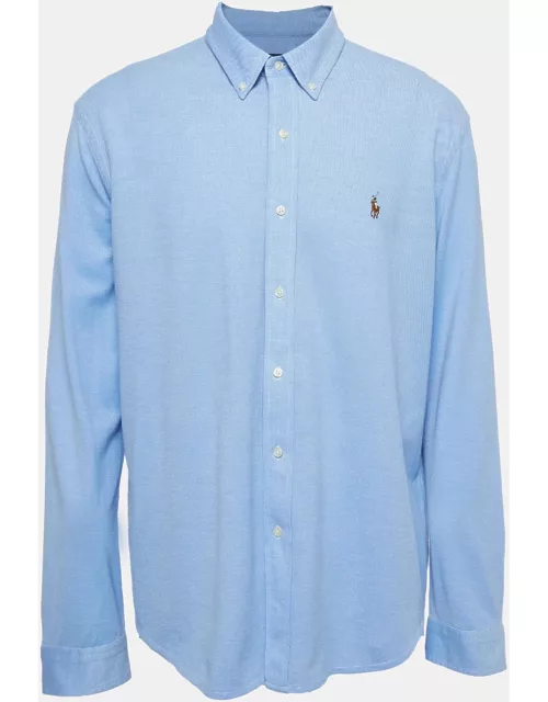 Ralph Lauren Blue Knit Oxford Buttoned Shirt