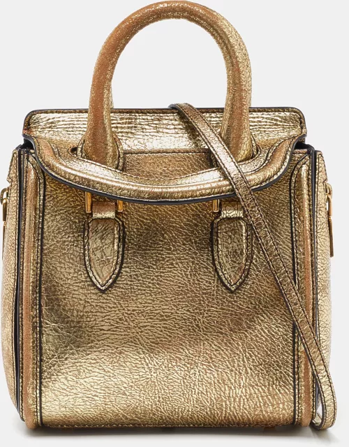 Alexander McQueen Gold Leather Mini Heroine Bag