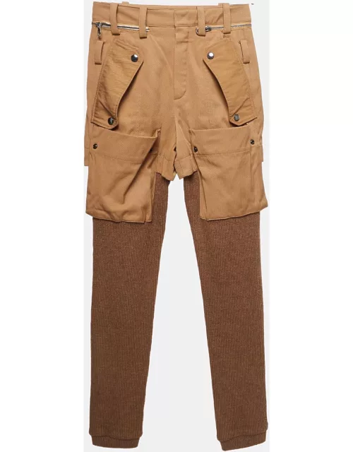 Chloe Brown Twill and Wool Pocket Detail Knit Trousers