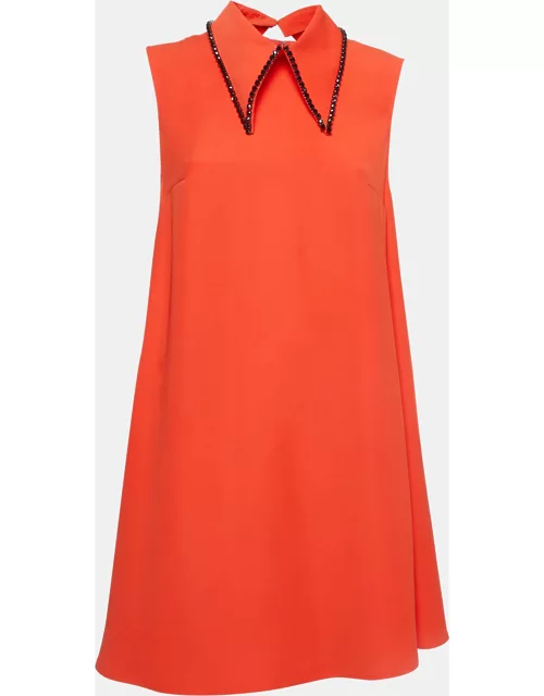McQ by Alexander McQueen Orange Embellished Collar Cady Flared Dress