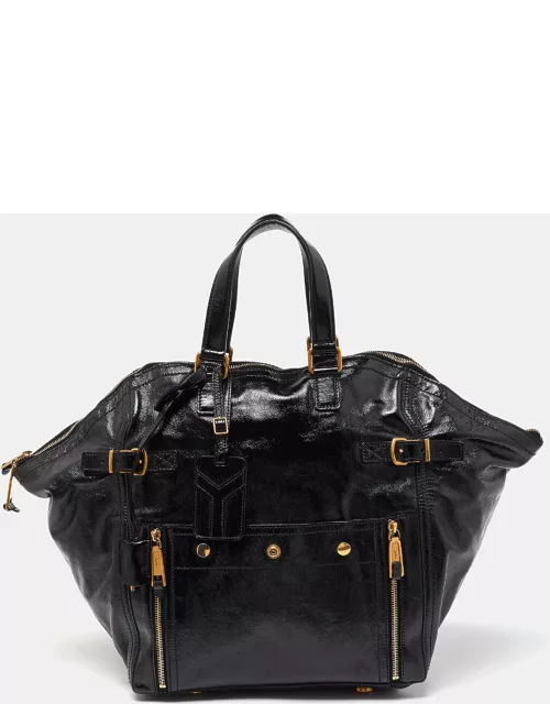 Yves Saint Laurent Black Patent Leather Large Downtown Tote