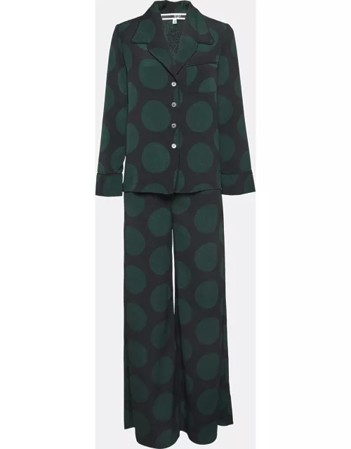 McQ by Alexander McQueen Black/Green Polka Dots Crepe Pajama Set