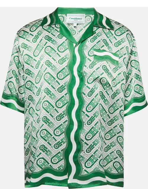 Casablanca Green Printed Satin Silk Shirt