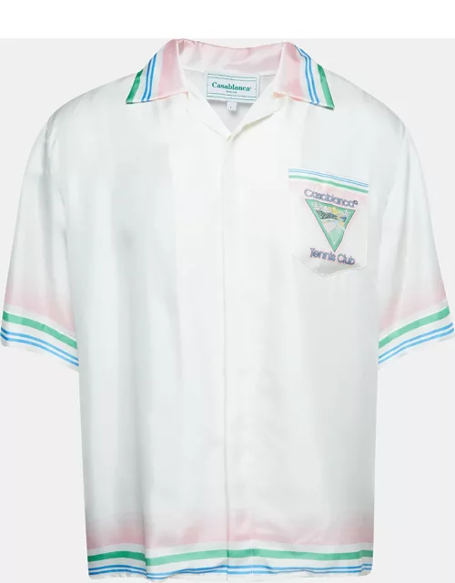 Casablanca White Tennis Club Printed Silk Twill Shirt