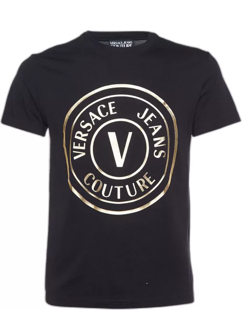 Versace Jeans Couture Black Logo Print Cotton Crew Neck T-Shirt