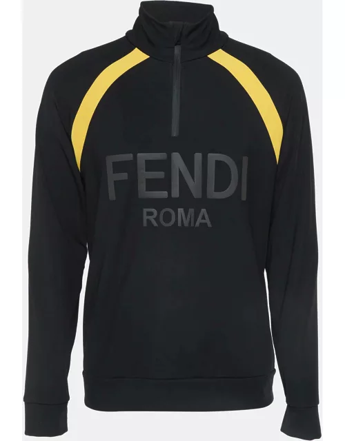 Fendi Black Logo Applique Jersey Sweatshirt