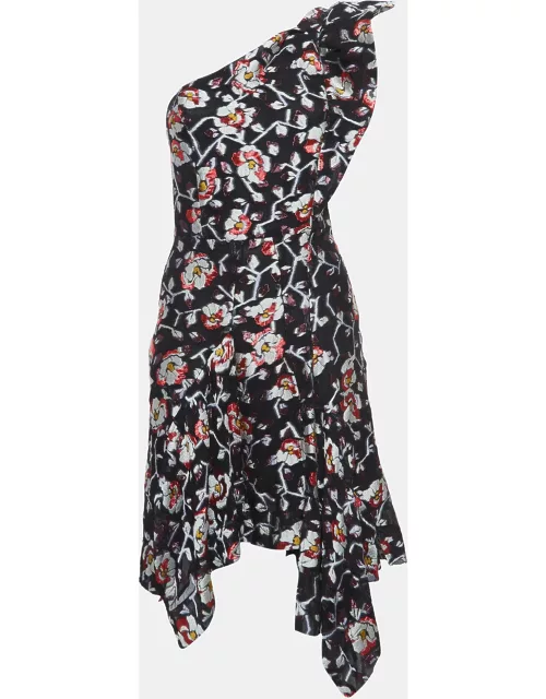 Isabel Marant Black Floral Detailed Silk Blend Short Dress