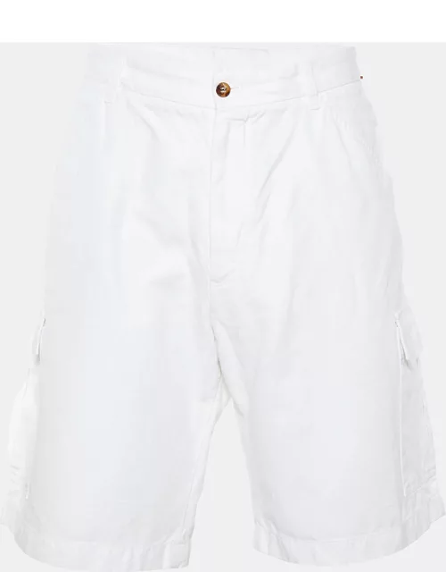 Loro Piana White Cotton & Line Shorts