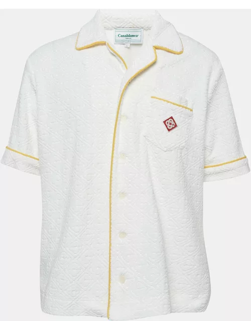 Casablanca White Logo Embossed Terry Cuban Shirt