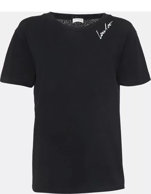 Saint Laurent Black LouLou Print Cotton T-Shirt