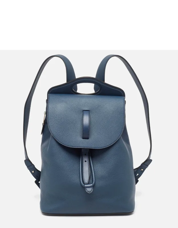 Burberry Ash Blue Grain Leather Pocket Backpack