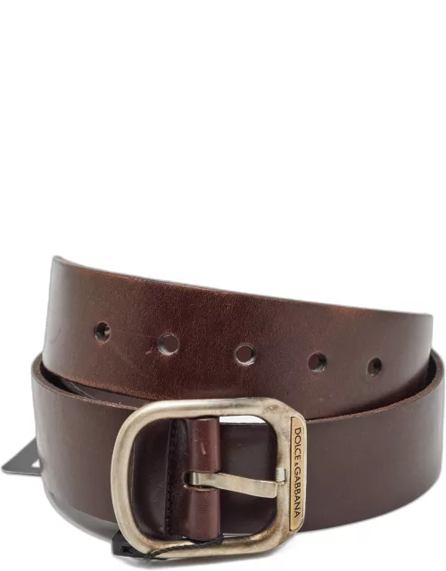 Dolce & Gabbana Dark Brown Leather Buckle Belt 80C