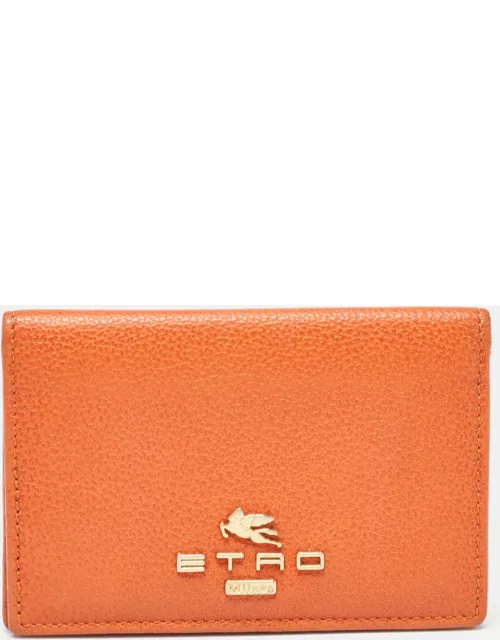 Etro Orange Leather Logo Bifold Card Case