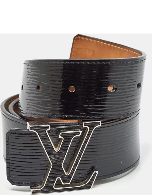 Louis Vuitton Black Black Epi Electric Leather LV Intials Belt 85C