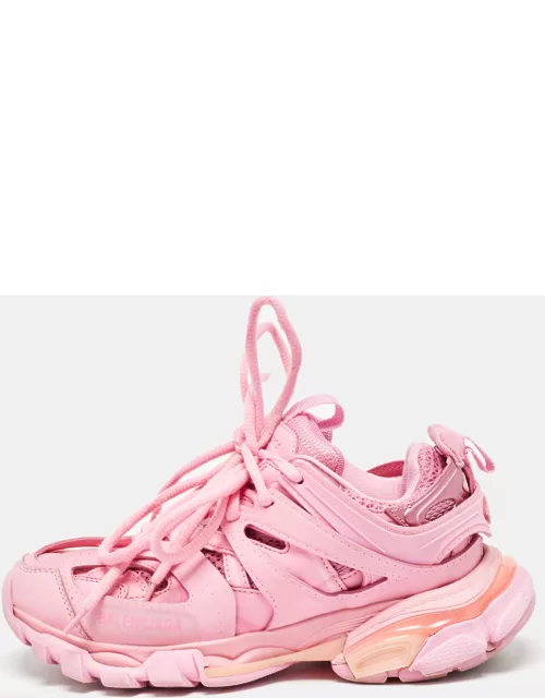 Balenciaga Pink Faux Leather and Mesh Track Sneaker