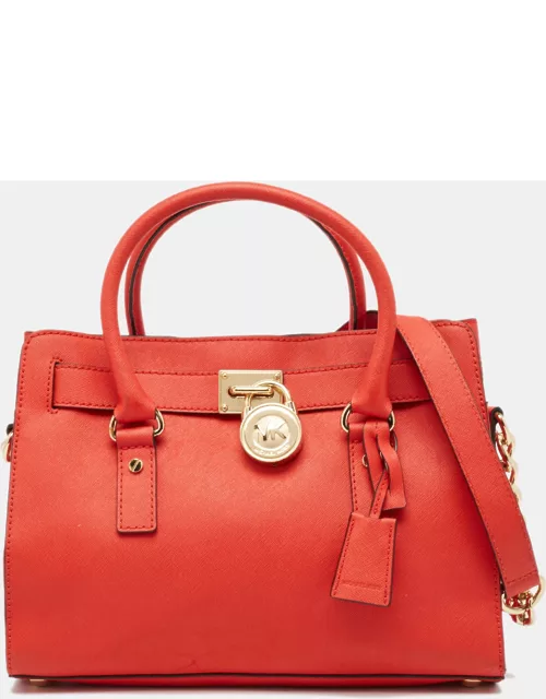Micheal Kors Red Saffiano Leather East/West Hamilton Tote