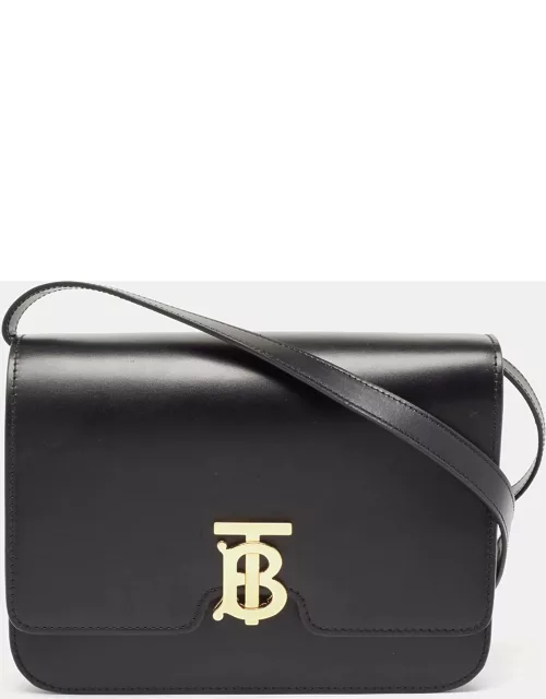 Burberry Black Leather Medium TB Shoulder Bag