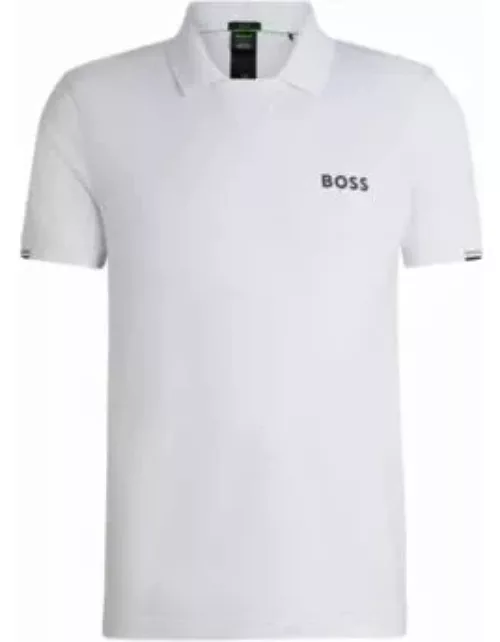 BOSS x Matteo Berrettini V-insert slim-fit polo shirt- White Men's Polo Shirt