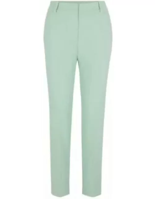 Slim-fit trousers with slit hems- Light Green Women's Formal Pant