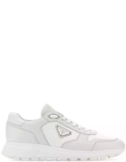 Prada White Re-nylon And Leather Sneaker