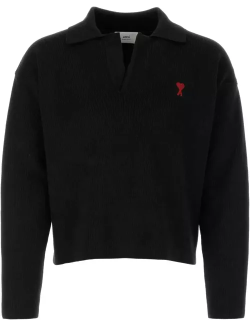 Ami Alexandre Mattiussi Black Stretch Wool Blend Sweater