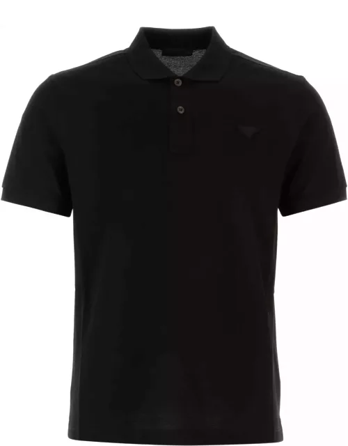 Prada Black Cotton Piquet Polo Shirt