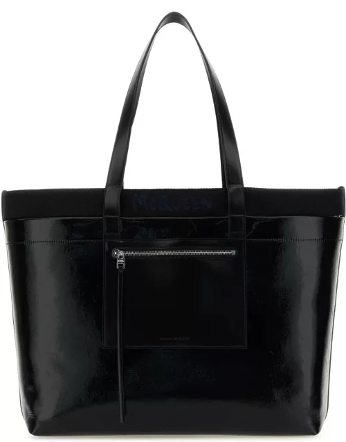 Alexander McQueen Black Canvas Shopping Bag