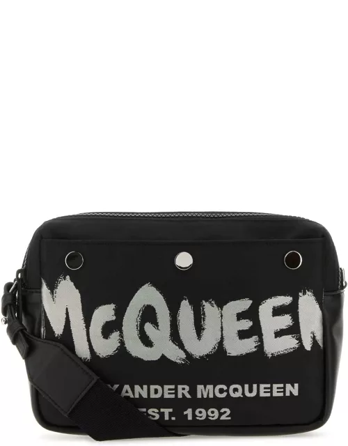 Alexander McQueen Black Fabric Mcqueen Graffiti Crossbody Bag