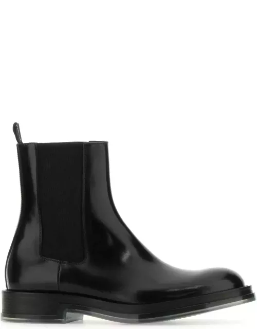 Alexander McQueen Black Leather Float Ankle Boot