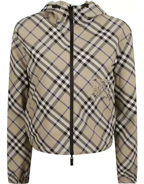 Burberry Reversible Cropped Checked Hooded Jacket
