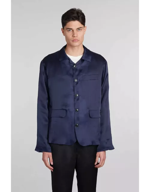 4sdesigns Casual Jacket In Blue Silk
