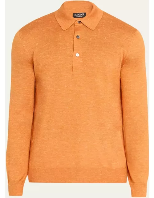 Men's Silk, Cashmere and Linen Long-Sleeve Polo Shirt