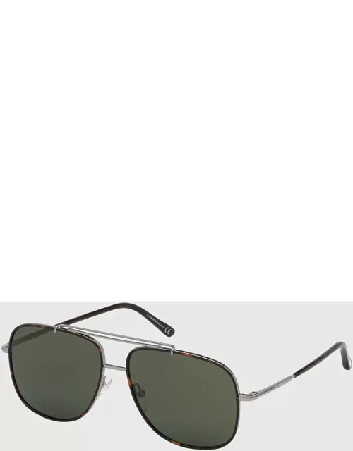 Men's Ruthenium Metal Aviator Sunglasse