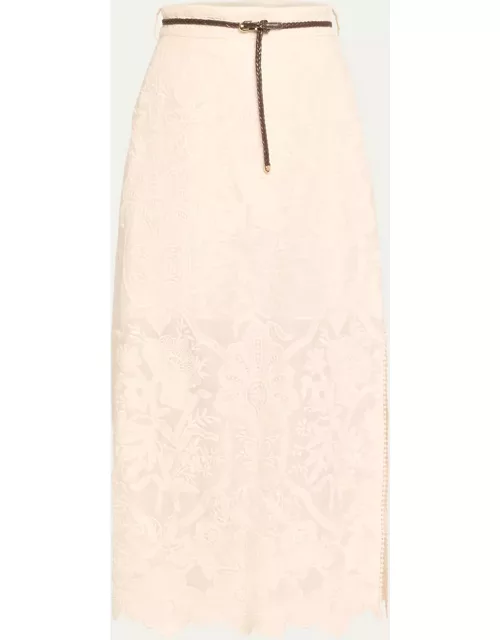 Ottie Embroidered Midi Skirt